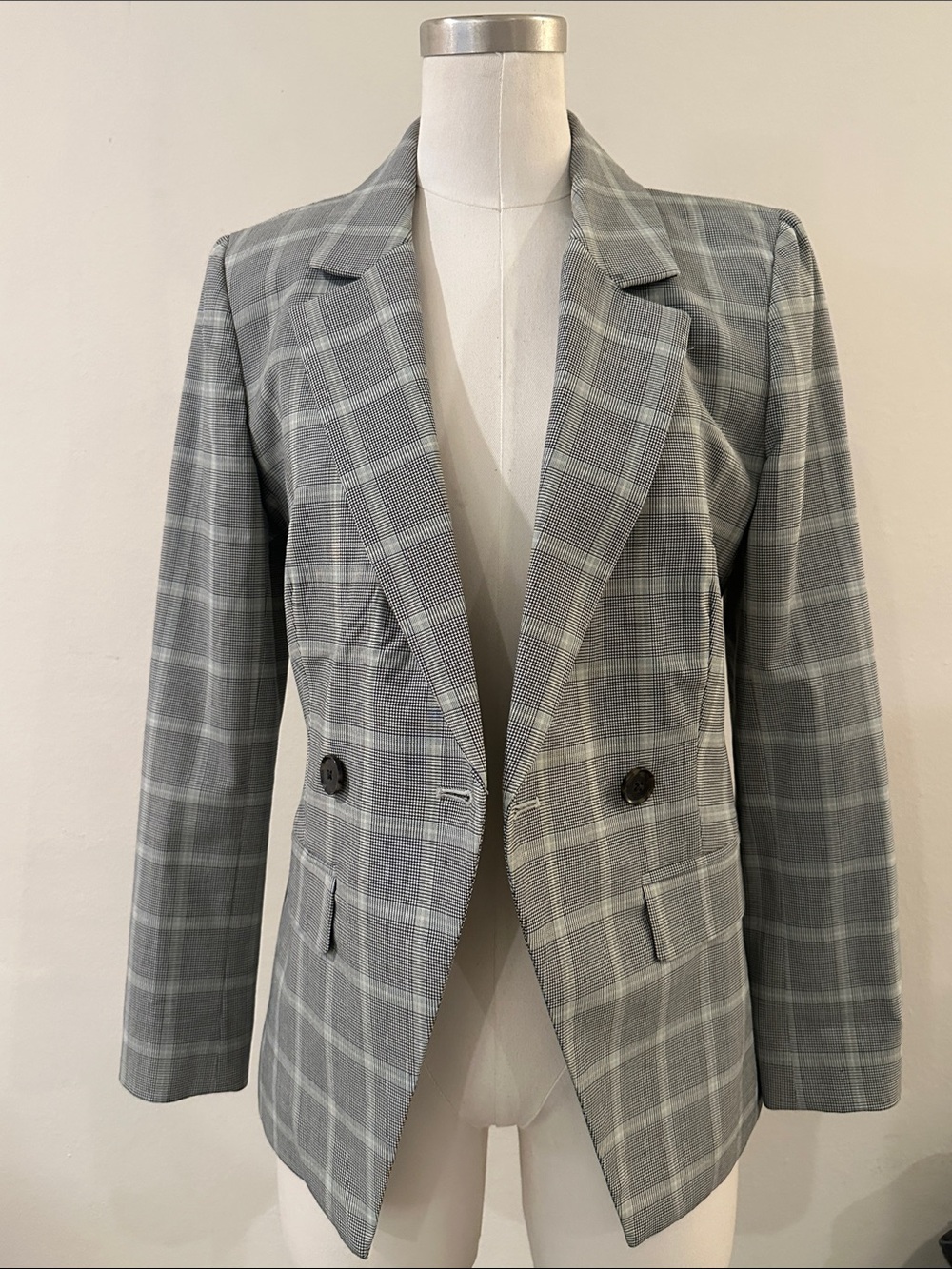 J. Crew Gray Plaid Double-Button Blazer